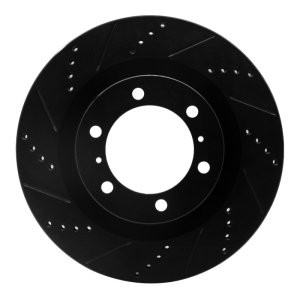 Lexus GX460 Brake Rotor (1) - Front Left - R1 Concepts - Drilled & Slotted - Black - `10-`24